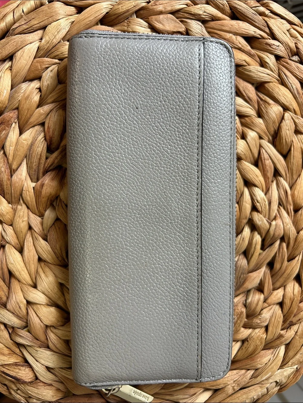 Leather Zipper Wallet Case - Gray